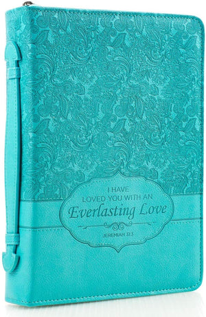 Jeremiah 31:3 Faux Leather Turquoise Personalized Bible Cover For Women