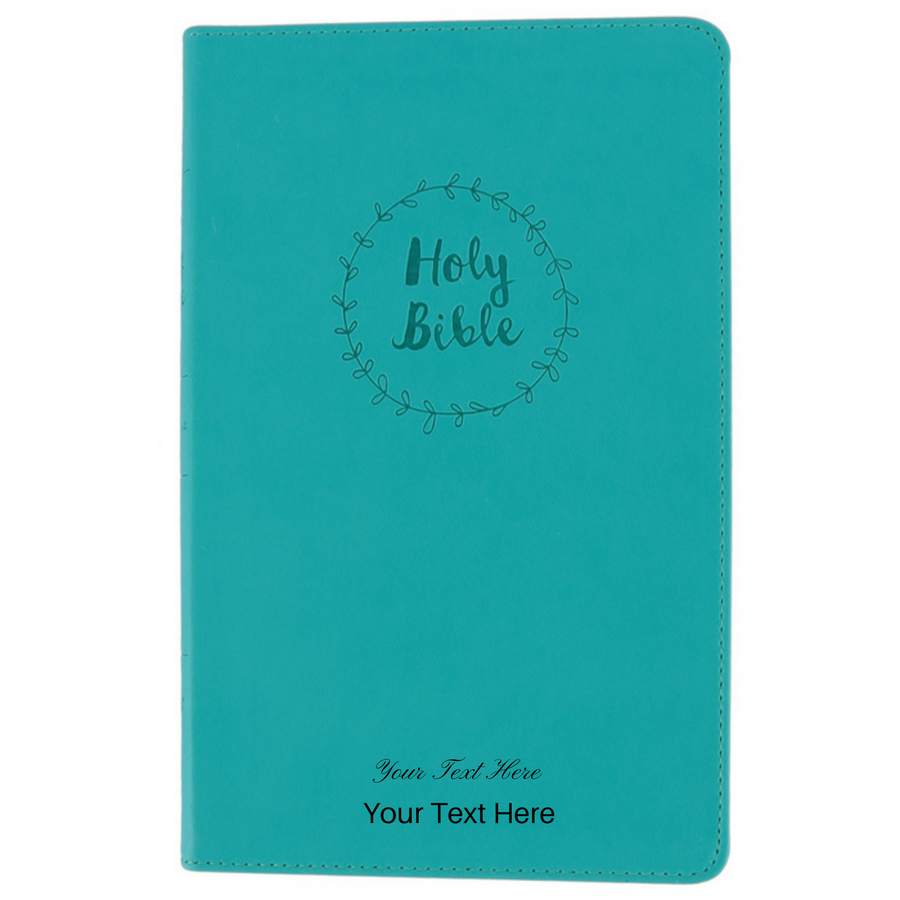 Personalized Custom Text Your Name NIV Value Thinline Bible Leathersoft Turquoise New International Version
