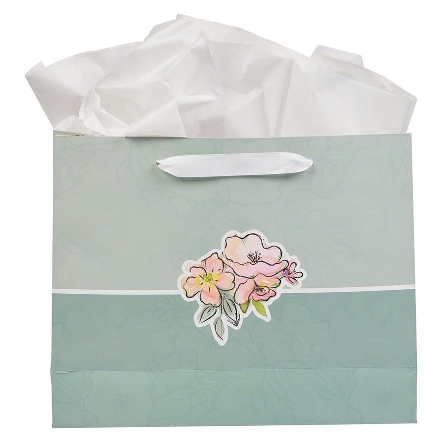 May His Face Shine Upon You Numbers 6:24 Teal Landscape Gift Bag