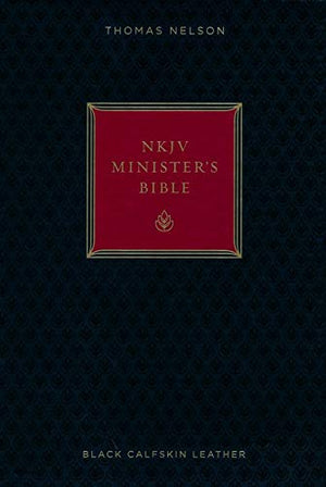 Personalized NKJV Minister's Bible Red Letter Comfort Print Holy Bible Genuine Leather Black