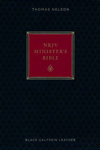 Personalized NKJV Minister's Bible Red Letter Comfort Print Holy Bible Genuine Leather Black