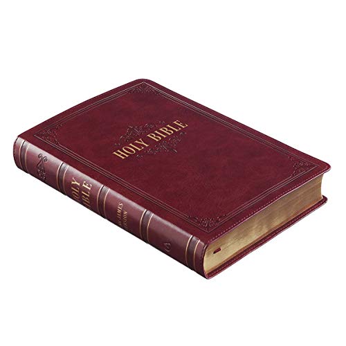 Personalized KJV Holy Bible Giant Print Full-Size Bible Burgundy Faux Leather Bible