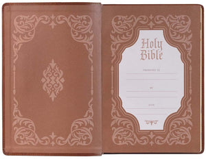 Personalized KJV Bible Brown Faux Leather Large Print Thinline with Thumb Index