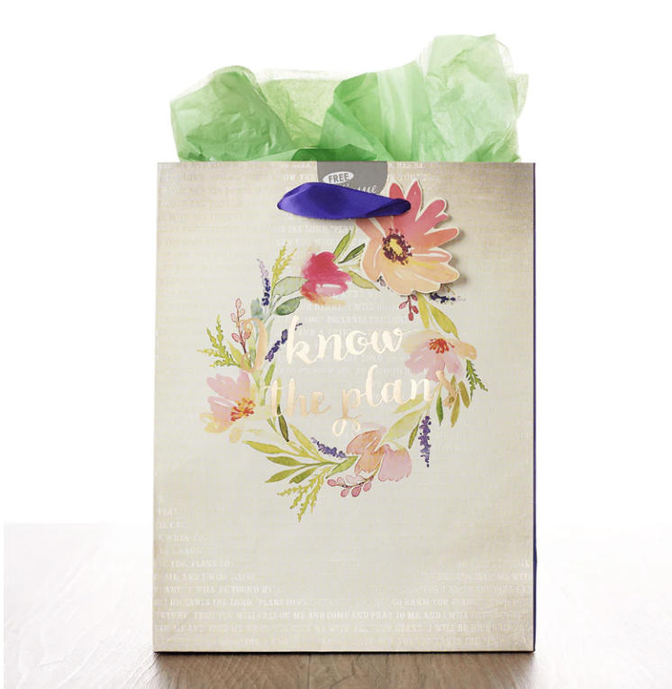 I Know the Plans Jeremiah 29:11 Floral Gift Bag