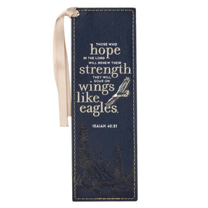 Strength Isaiah 40:31 Navy Blue Faux Leather Bookmark