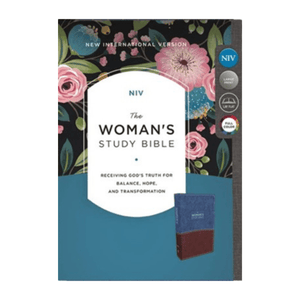 Personalized Custom Text Your Name NIV The Woman's Study Bible Receiving God's Truth for Balance, Hope, and Transformation Blue/Brown Leathersoft Red Letter Edition