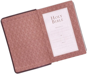 Personalized KJV SMALL COMPACT Dark Brown Faux Leather Bible King James Version