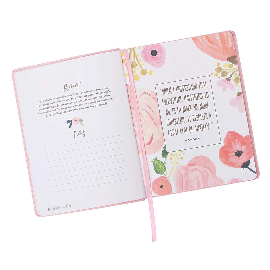 Personalized Devotional Find Rest Pink Faux Leather