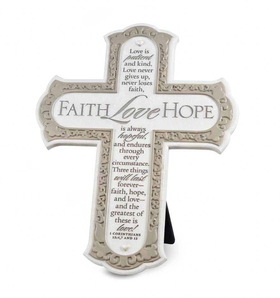 Faith Hope Love 1 Corinthians 13 10.75" H Desktop Cross