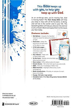 Personalized NKJV Teen Study Bible Leathersoft Blue