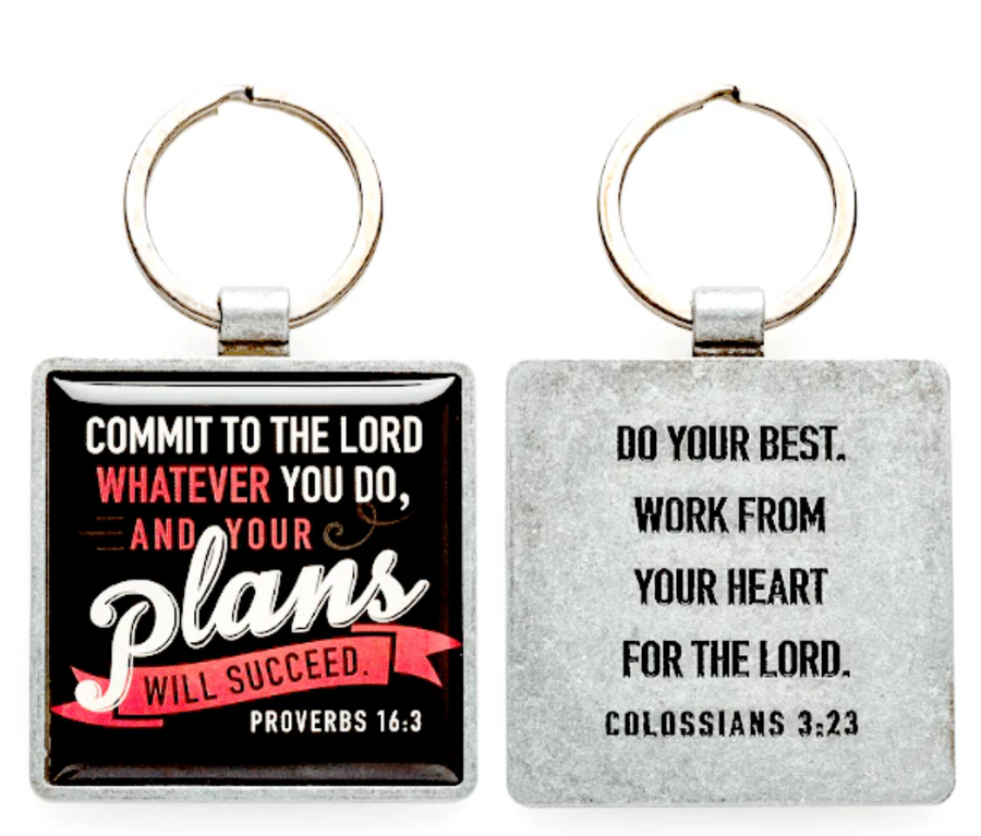 Commit to the Lord Metal Keyring