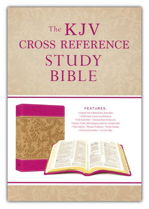 Personalized Custom Text KJV Cross Reference Study Bible Peony Blossoms PinkBrown King James Version