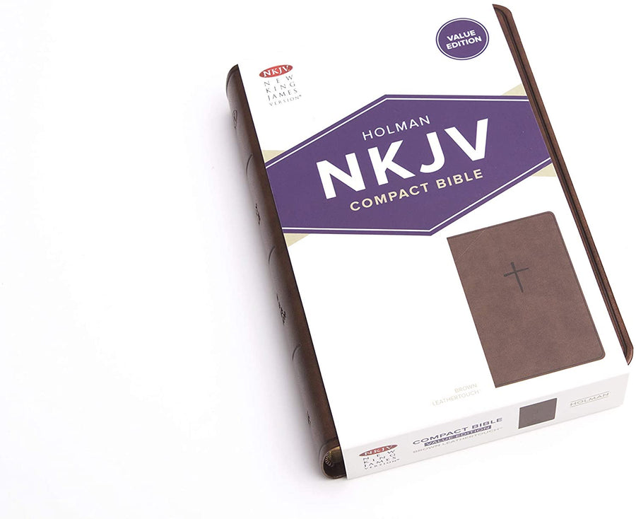Personalized NKJV Compact Bible Brown Leathertouch