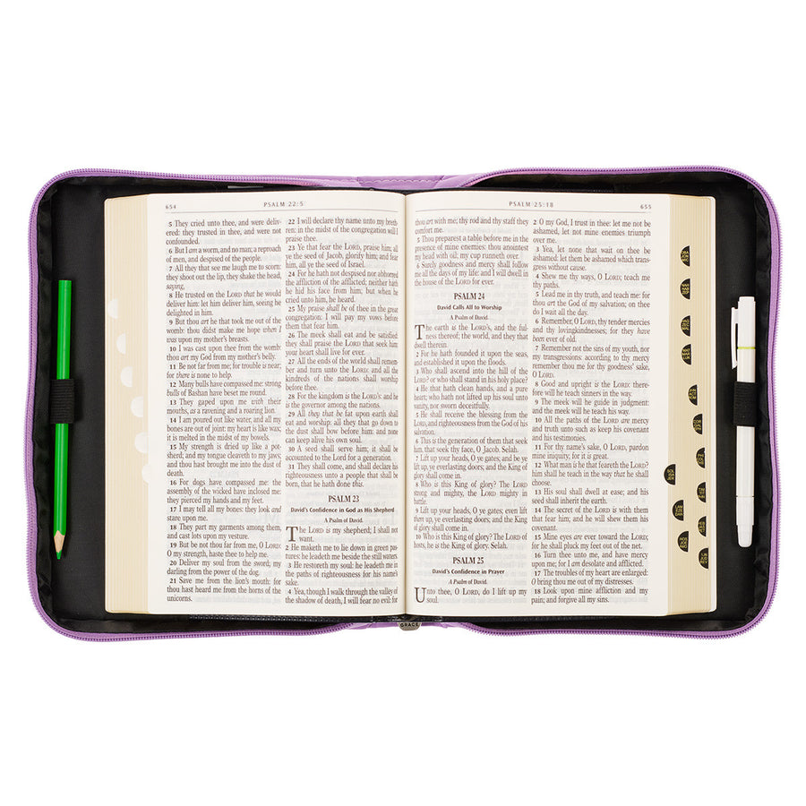 Be Still & Know Psalm 46:10 Purple Laurel Faux Leather Personalized Bible Cover For Women