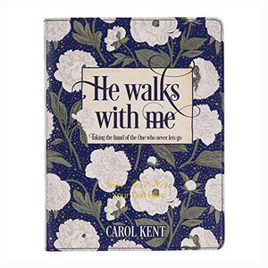 Personalized Custom Text Your Name He Walks with Me Devotional Gift Book Faux Leather