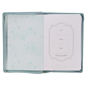 Walk By Faith 2 Corinthians 5:7 Teal Floral Faux Leather Zippered Journal