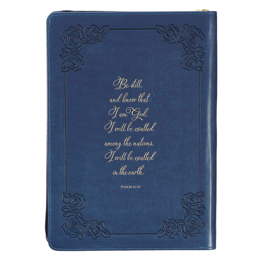 Be Still and Know Psalm 46:10 Navy Blue Faux Leather Journal