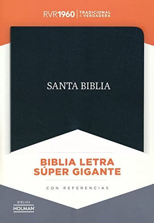 Personalized RVR 1960 Biblia Letra Súper Gigante Negro, piel fabricada con índice (Spanish Edition)