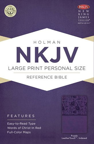 Personalized NKJV Large Print Personal Size Reference Bible Indexed Purple New King James Version