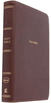 Personalized NKJV Reference Bible Center-Column Giant Print Red Letter Leathersoft Mahogany