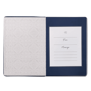 Personalized Custom Text Your Name Prayers and Praises From the Word Gift Book Navy Blue Faux Leather