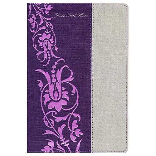 Personalized Custom Text Your Name NKJV The Study Bible for Women Purple/Gray Linen Indexed New King James Version