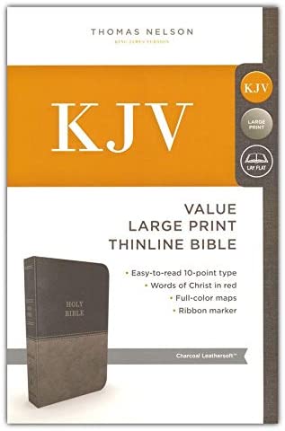 Personalized Custom Text Your Name KJV Value Thinline Large Print Red Letter Comfort Print Leathersoft Charcoal