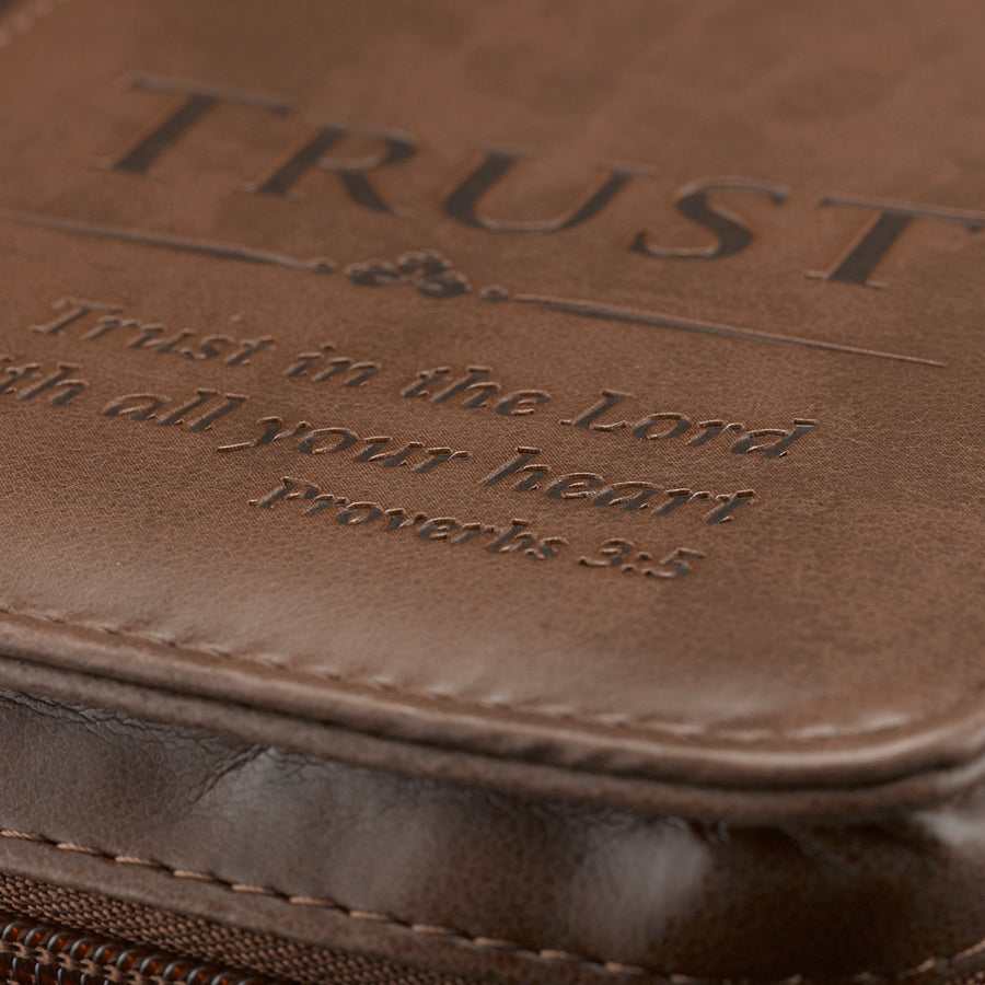 Proverbs: 3:5 Faux Leather Brown Personalized Bible Cover for Women