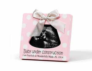 Baby Girl Under Construction Psalm 139:14 Sonogram Photo Frame Plaque