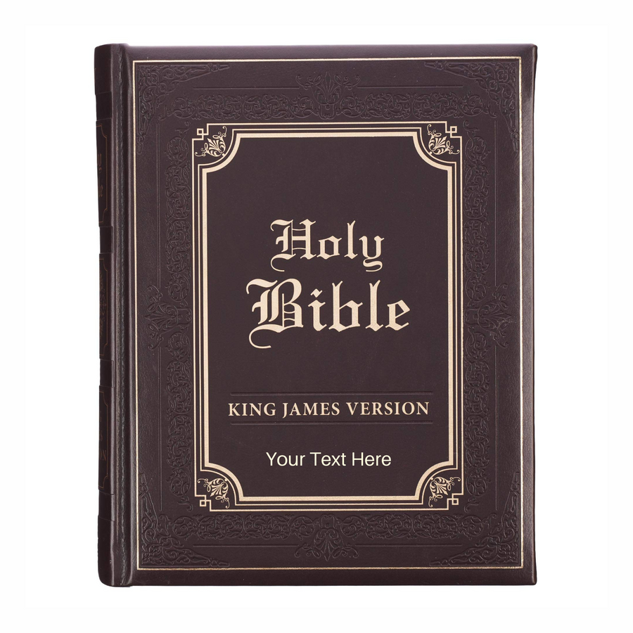 Personalized KJV Holy Bible Family Edition LuxLeather Large Print Dark Brown King James Version