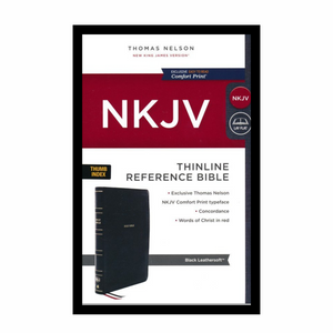 Personalized NKJV Thinline Reference Bible Leathersoft Black Thumb Indexed