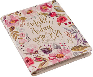 Personalized 2022 Make Today Amazing Large Floral Faux Leather 18-month Planner For Women Psalm 118:24