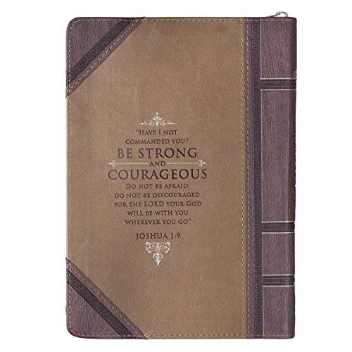 Personalized Strong and Courageous Antiqued Zippered Classic LuxLeather Journal
