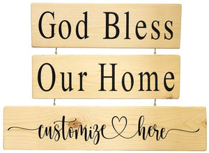 Personalized God Bless Our Home Wood Decor