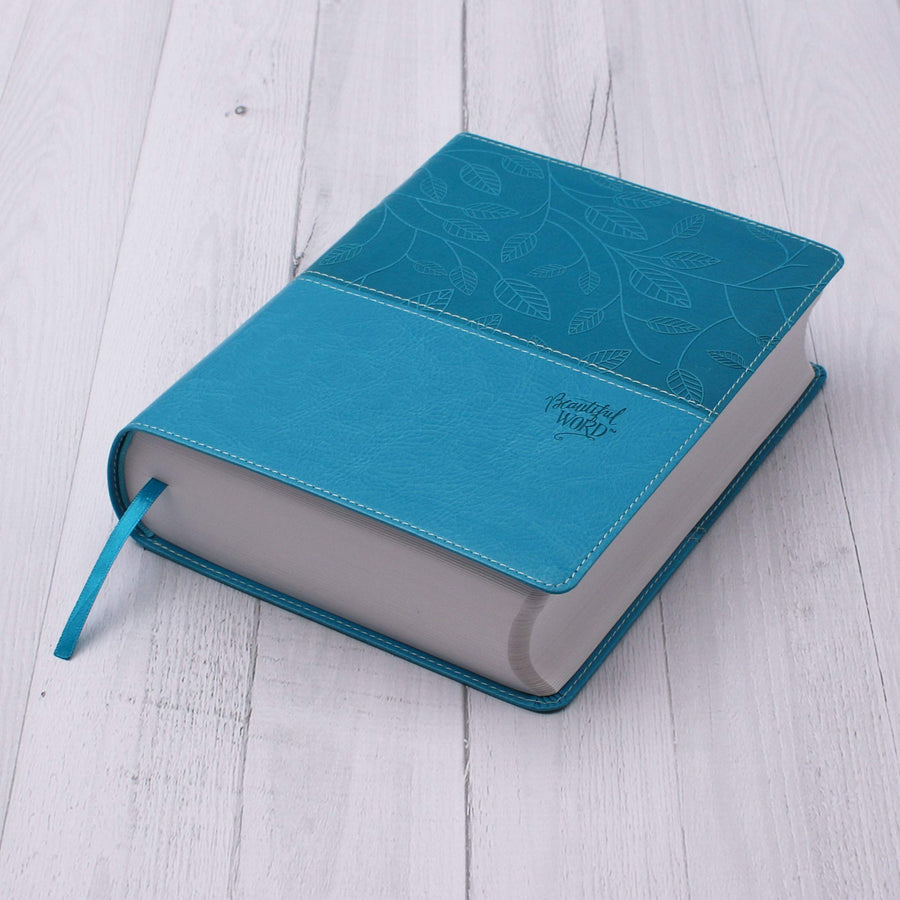 Personalized NKJV Beautiful Word Large Print Journaling Bible Soft Leather Turquoise