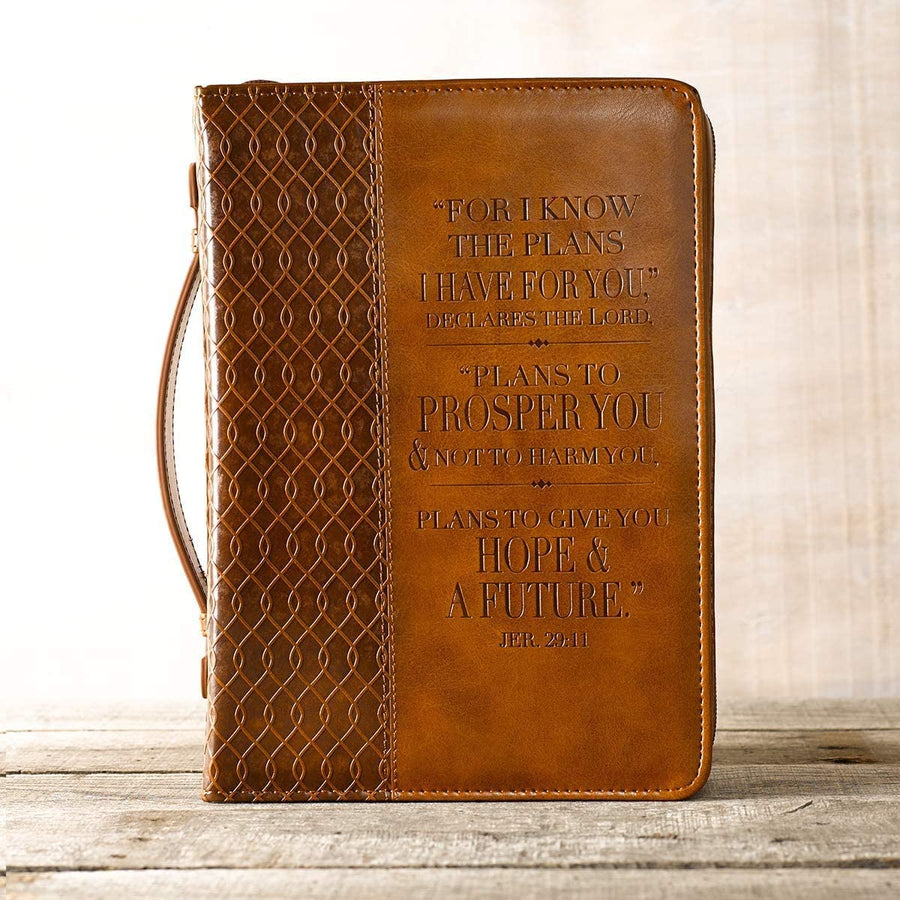 Jeremiah 29:11 Faux Leather Two-Tone Personalized Bible Cover for Women
