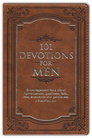 101 Devotions for Men 1 Timothy 6:11 Brown Faux Leather Devotional