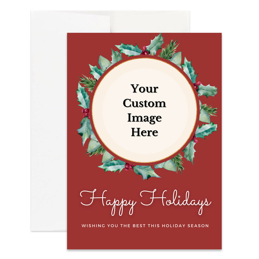 Personalized Holiday Christmas Card Custom Your Photo Image Upload Your Text Greeting Card