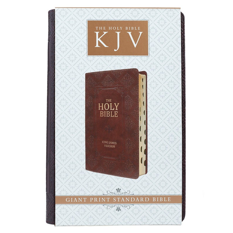 Personalized Bible Custom Text Your Name KJV Giant Print Dark Brown Pattern Bible King James Version