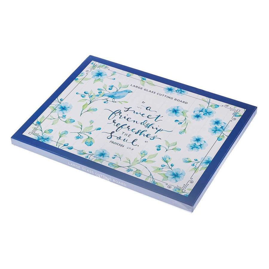 A Sweet Friendship Proverbs 27:9 Large Glass Cutting Board