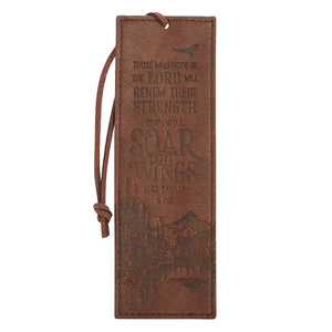 Soar Isaiah 40:31 Brown Faux Leather Bookmark