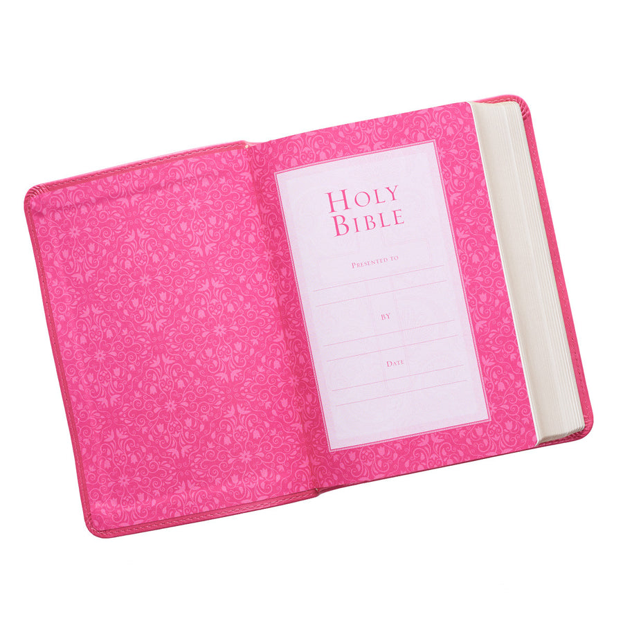 Personalized KJV Bible COMPACT LuxLeather Pink