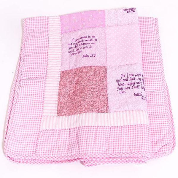 Embroidered Scripture Baby Quilt