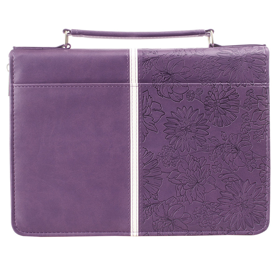 Purple Floral Faux Leather Personalized Bible Cover For Women