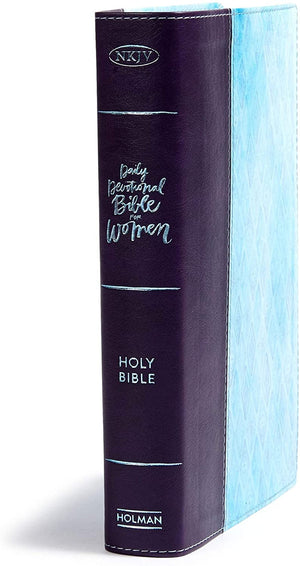 Personalized NKJV Daily Devotional Bible for Women Purple/Blue LeatherTouch