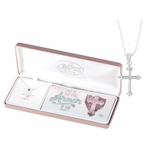 Full Armor of God Silver Plated Cross Necklace