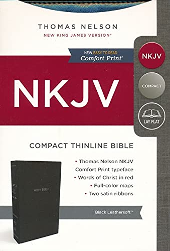 Personalized NKJV Thinline Bible Compact Leathersoft Black Comfort Print: Holy Bible