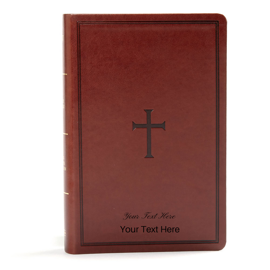 Personalized Custom Text Your Name KJV Large Print Personal Size Reference Bible Brown Leathertouch King James Version