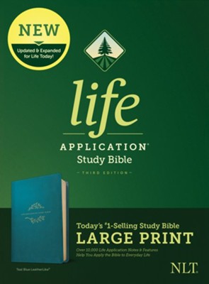 Personalized Tyndale NLT Life Application Large Print Study Bible Third Edition LeatherLike TealBlue