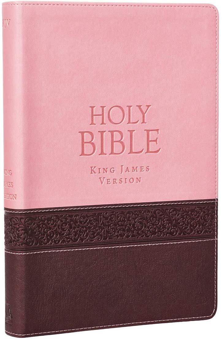 Personalized Custom Text Your Name KJV Large Print Edition Two-Tone Pink/Brown King James Version